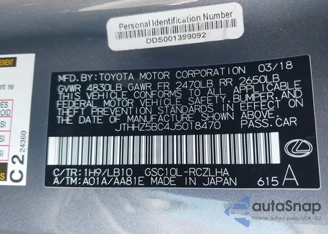 2018 Lexus Rc 350 from USA, damaged, VIN JTHHZ5BC4J5018470